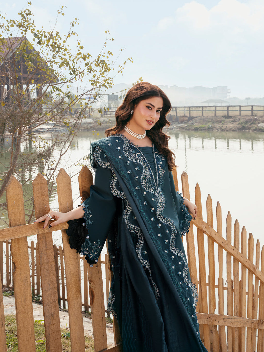 Lawn-3PC Chikankari Embroidered With Organza Embroidered Dupatta-5283