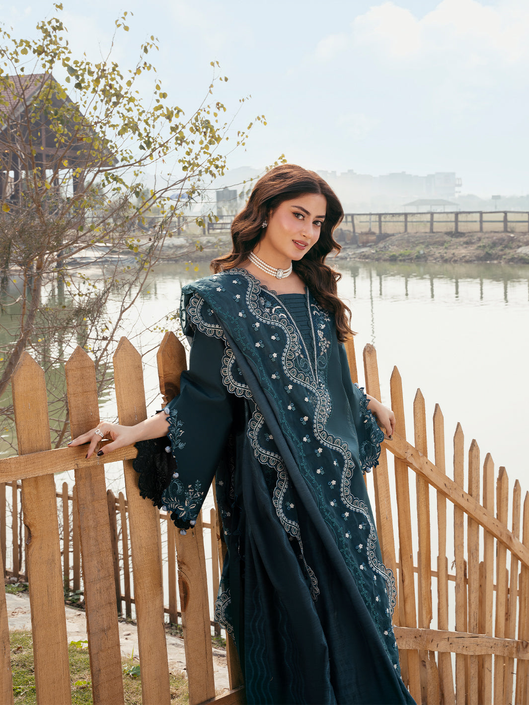 Lawn-3PC Chikankari Embroidered With Organza Embroidered Dupatta-5283