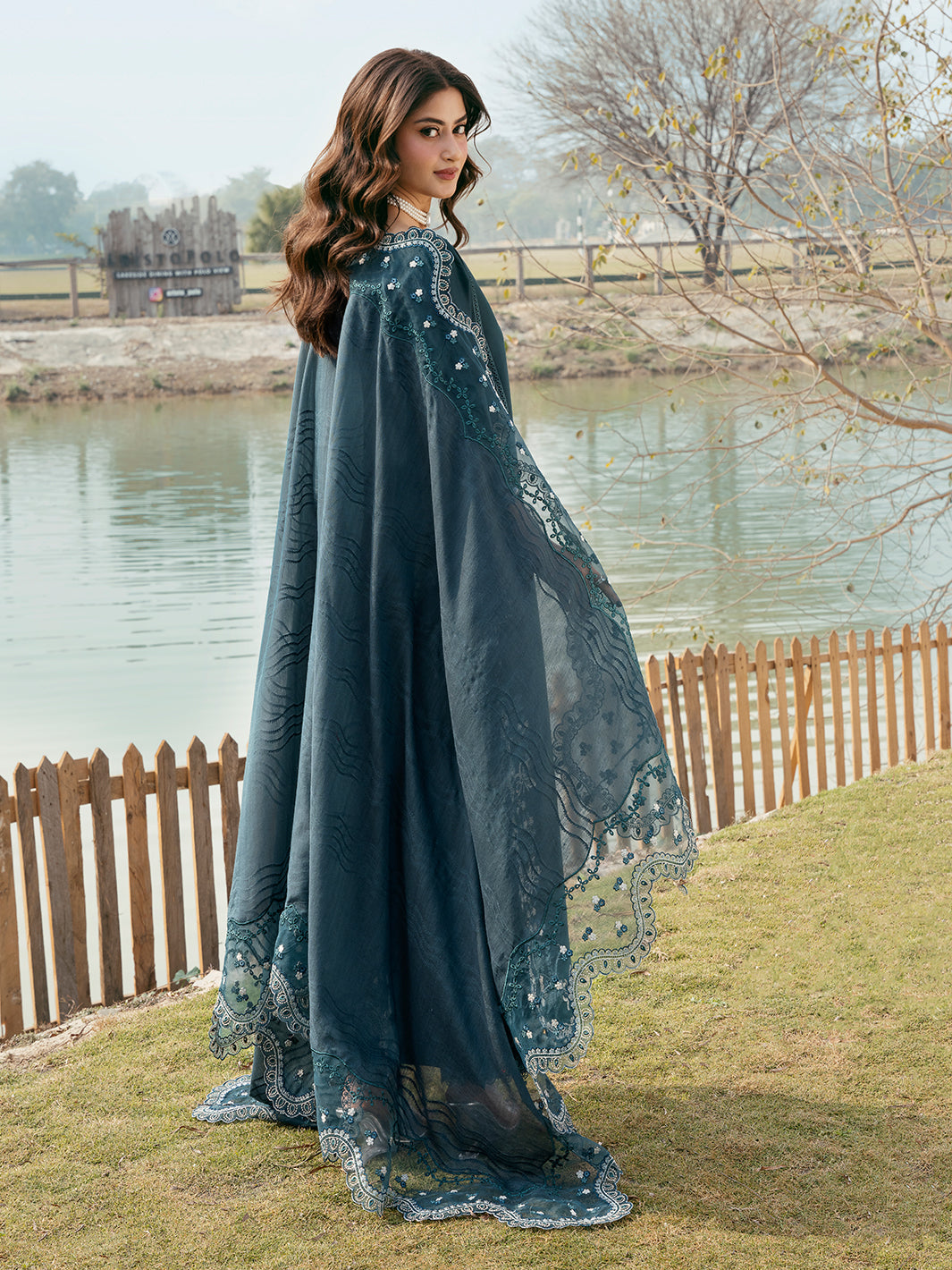Lawn-3PC Chikankari Embroidered With Organza Embroidered Dupatta-5283