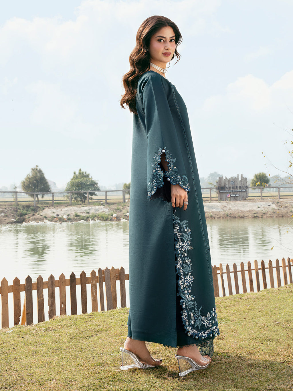 Lawn-3PC Chikankari Embroidered With Organza Embroidered Dupatta-5283