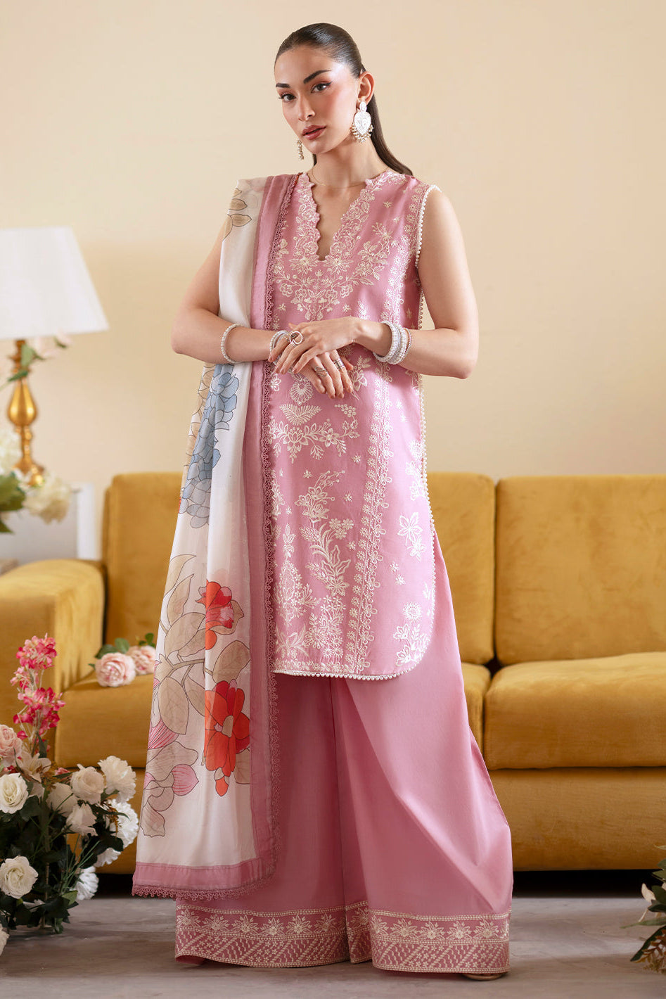 Lawn-3PC Embroidered With Chiffon Digital Printed Dupatta-5224