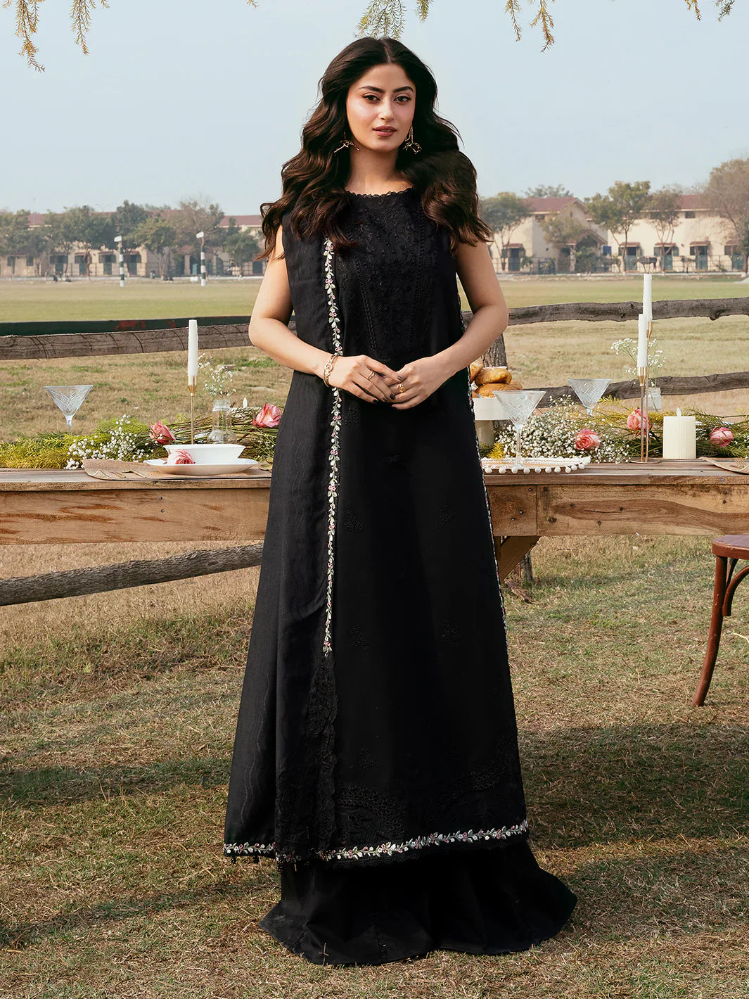 Lawn-3PC Chikankari Embroidered With Khadi Net Embroidered Dupatta-5280