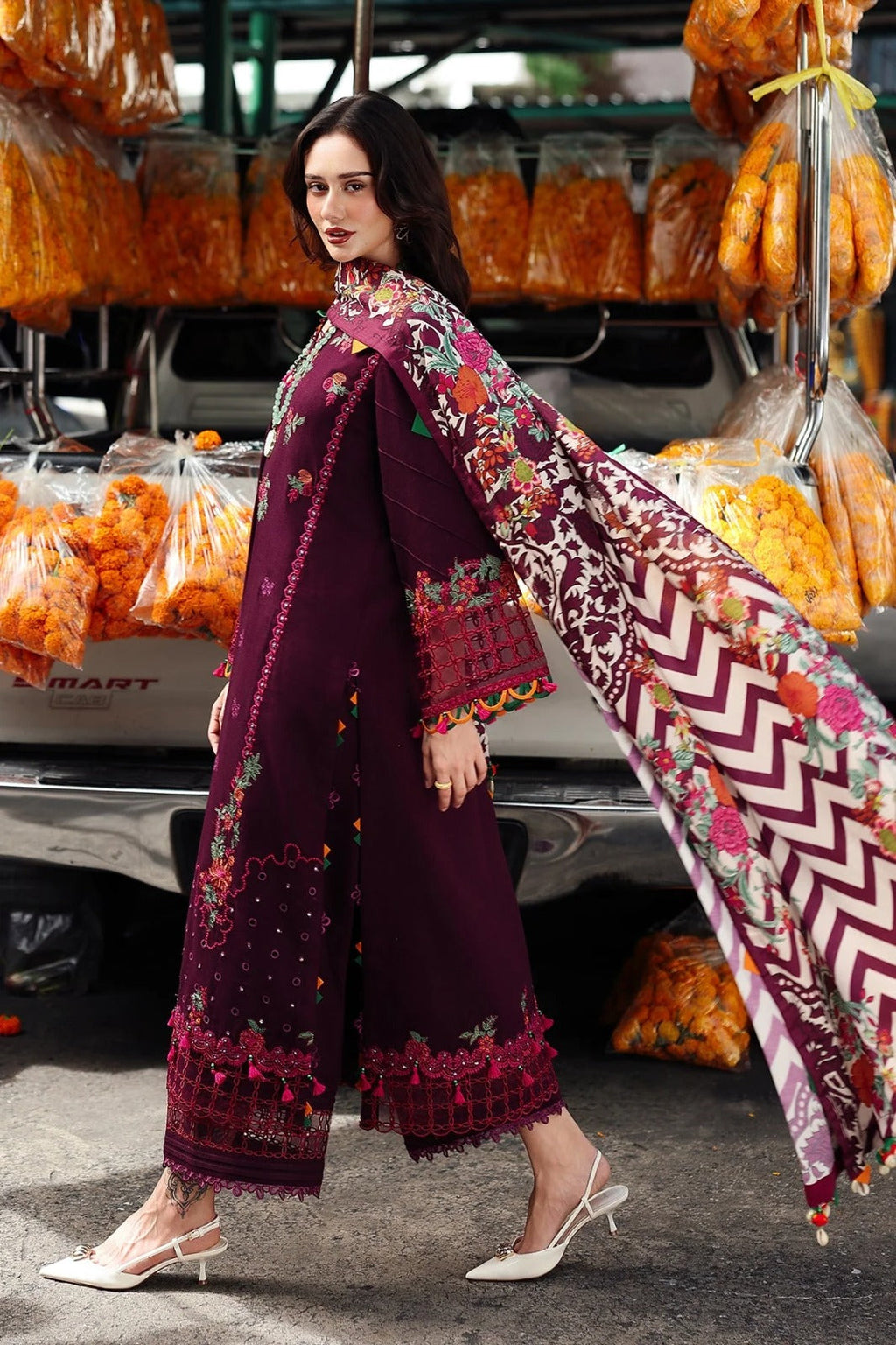 Lawn -3PC Embroidered Shirt with Digital Printed Jacquard Dupatta- 5059