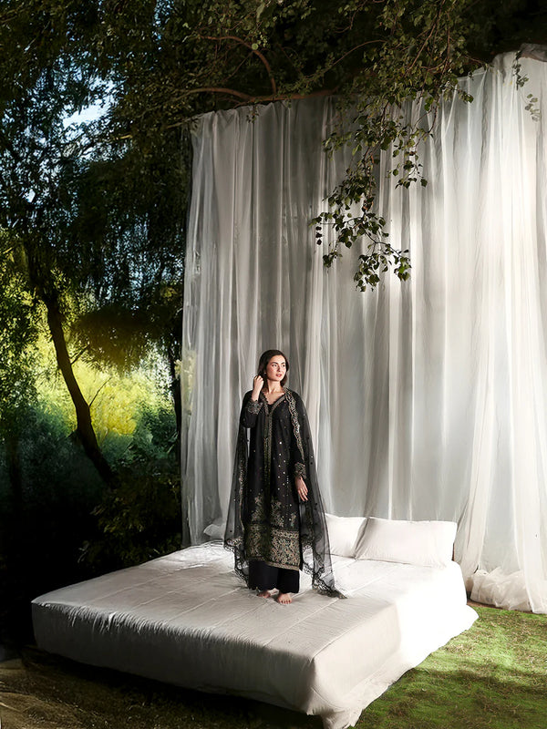 Lawn-3PC Sequence Embroidered With Organza Embroidered Dupatta-5299