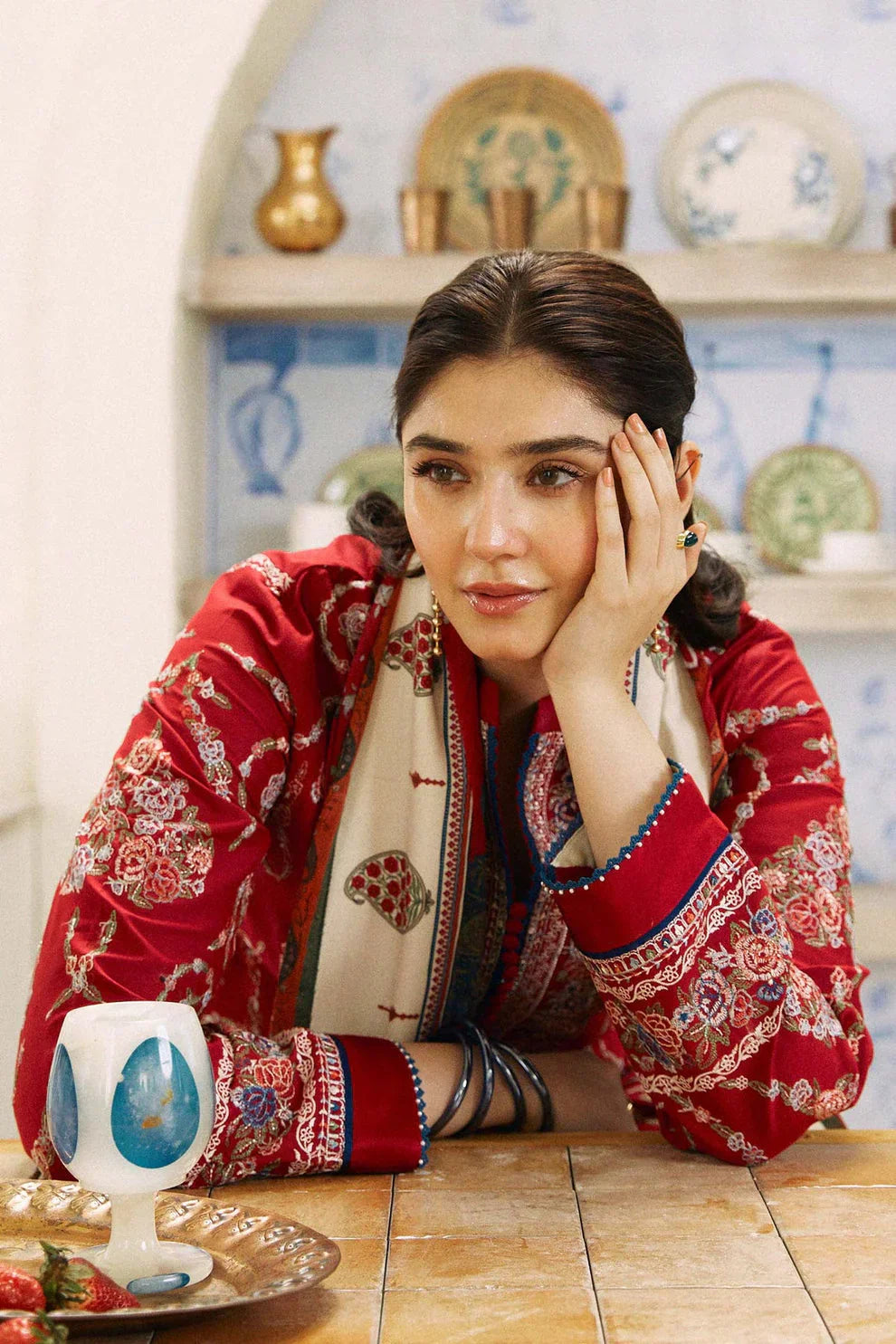 3PC Lawn Embroidered Shirt With Printed Jauqard Dupatta-5154