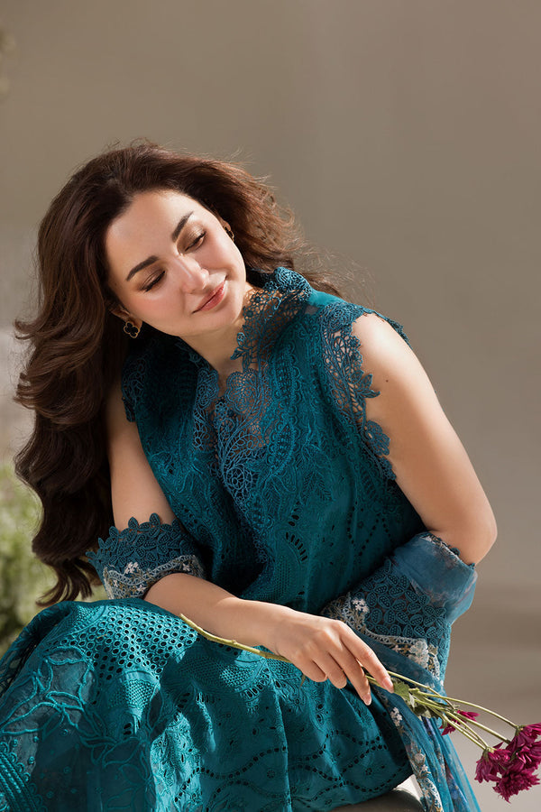 Dhanak-3PC Embroidered Shirt with Digital Printed Embroidered Dupatta-3359