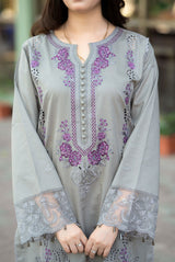 Lawn-3PC Embroidered Shirt with Chiffon Embroidered Dupatta-5155