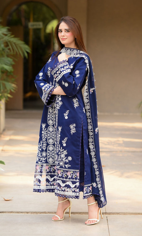 Lawn-3PC Embroidered Shirt with Chiffon Embroidered Dupatta-5061