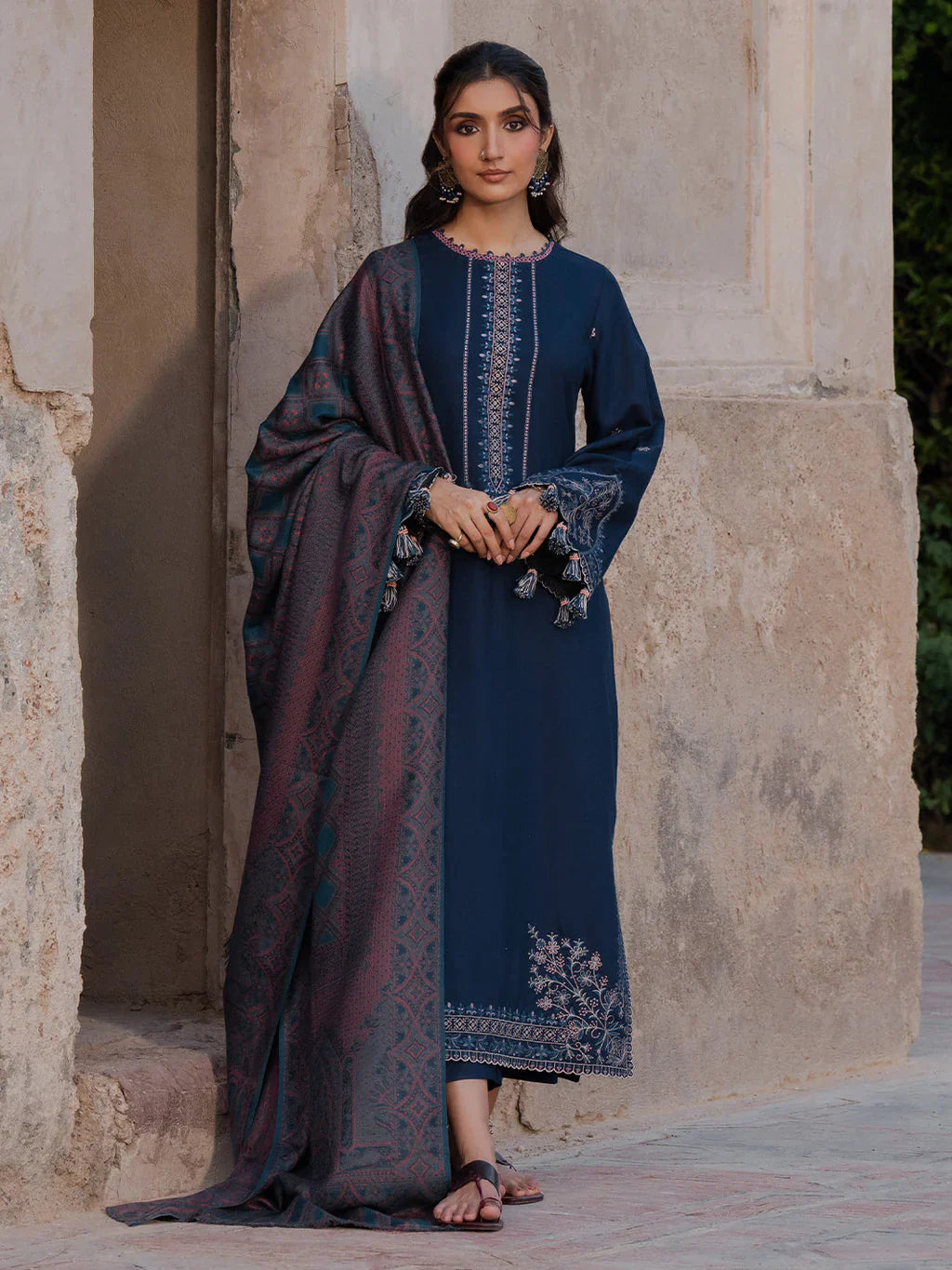 Lawn-3PC Embroidered Shirt With Digital Printed Jauqard Dupatta-5054