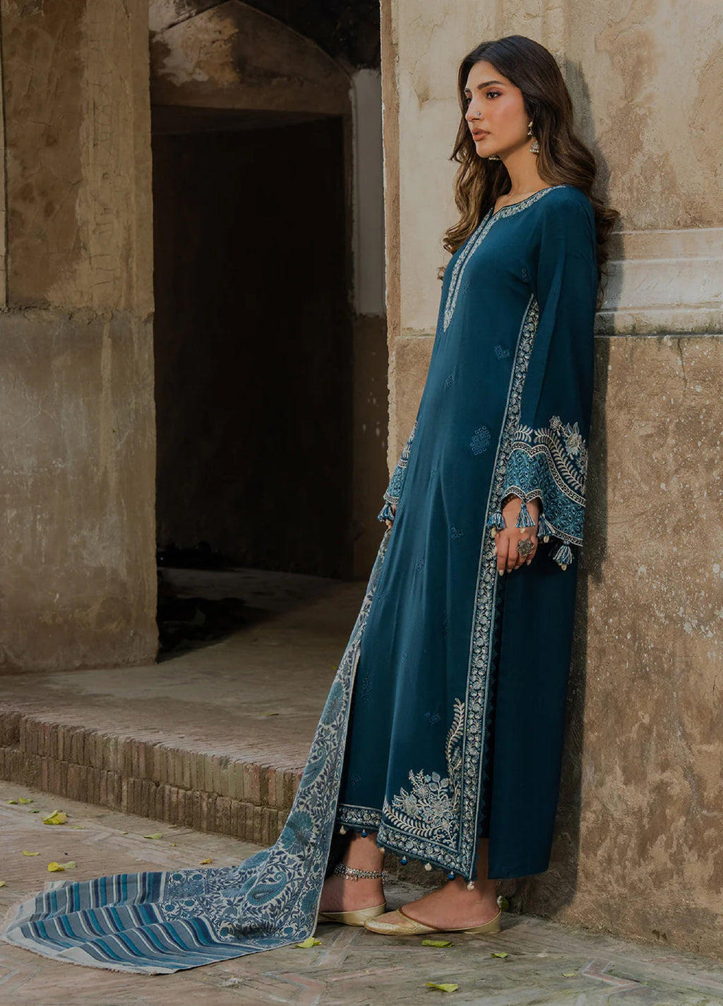 Lawn-3PC Embroidered Shirt with Digital Printed Jacquard Dupatta-5055