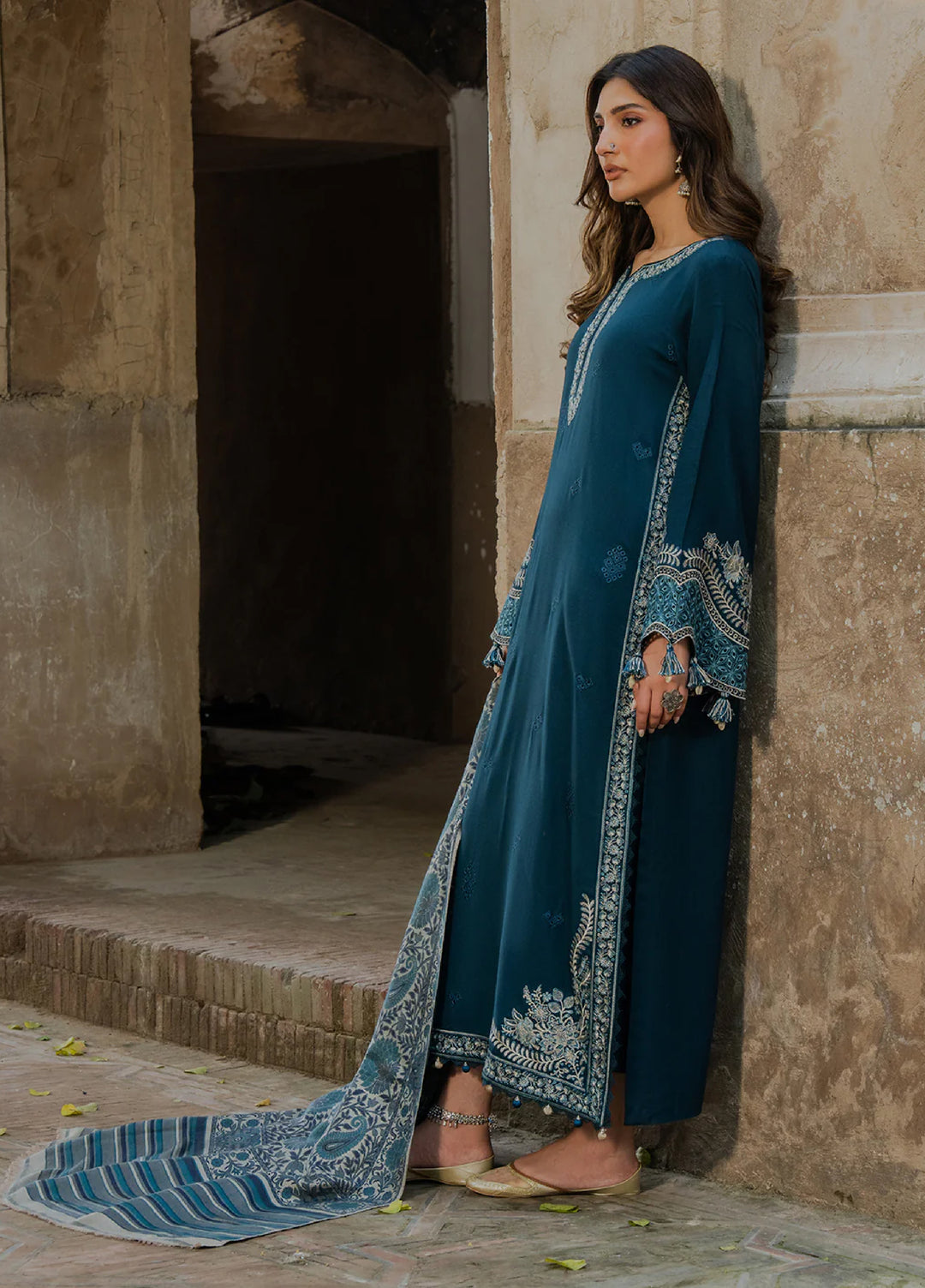 Lawn-3PC Embroidered Shirt with Digital Printed Jacquard Dupatta-5055