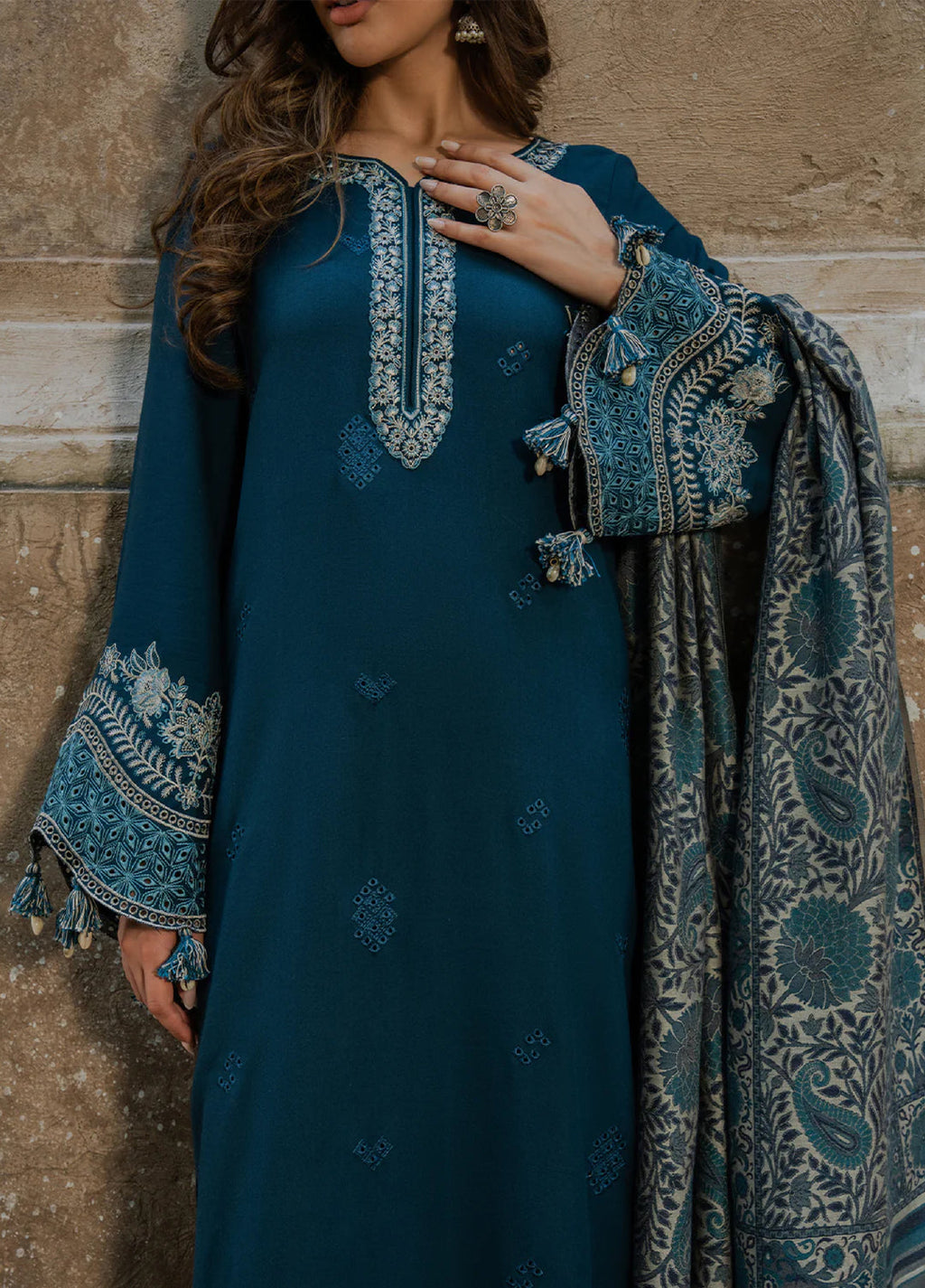 Lawn-3PC Embroidered Shirt with Digital Printed Jacquard Dupatta-5055