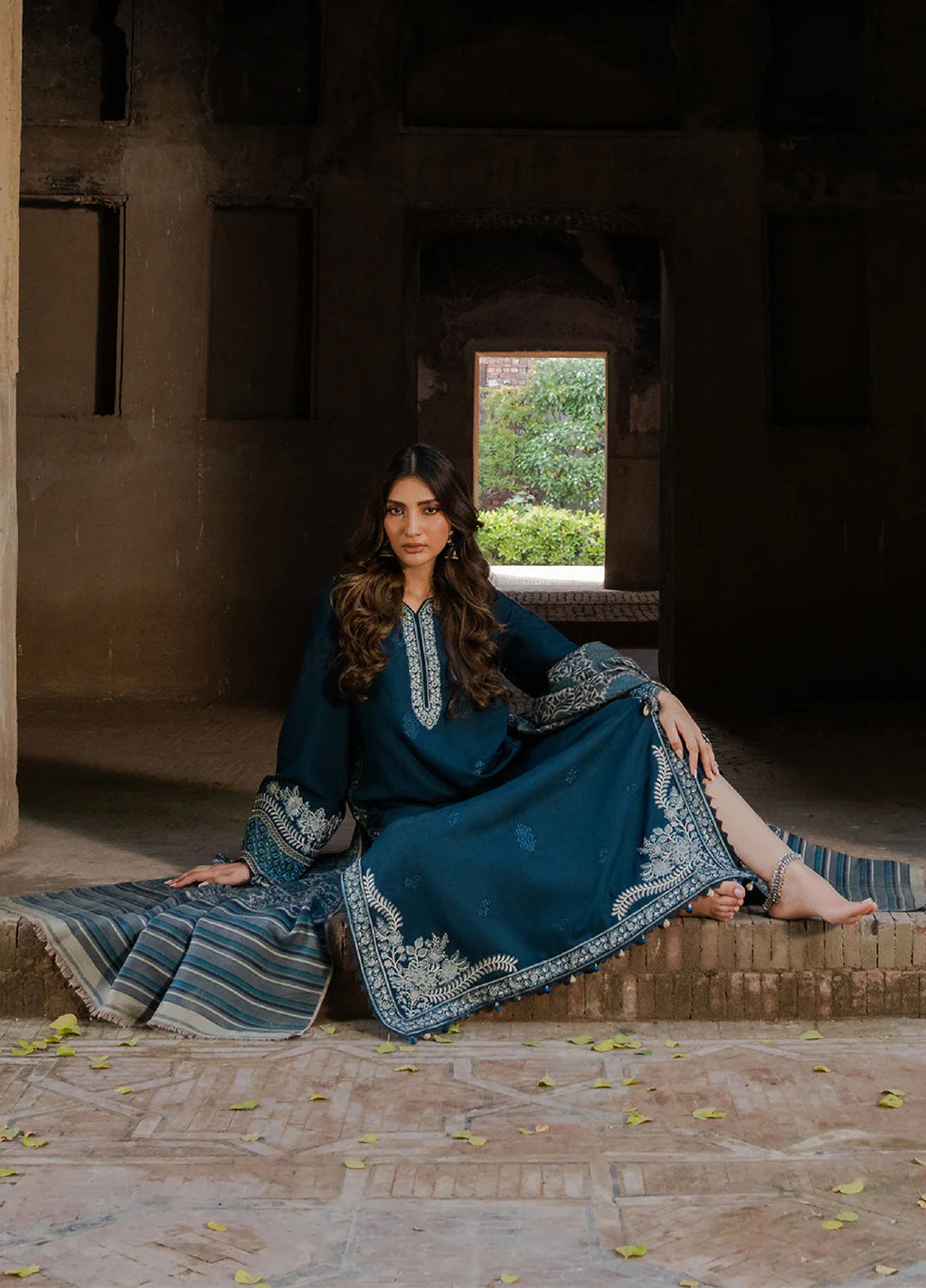 Lawn-3PC Embroidered Shirt with Digital Printed Jacquard Dupatta-5055