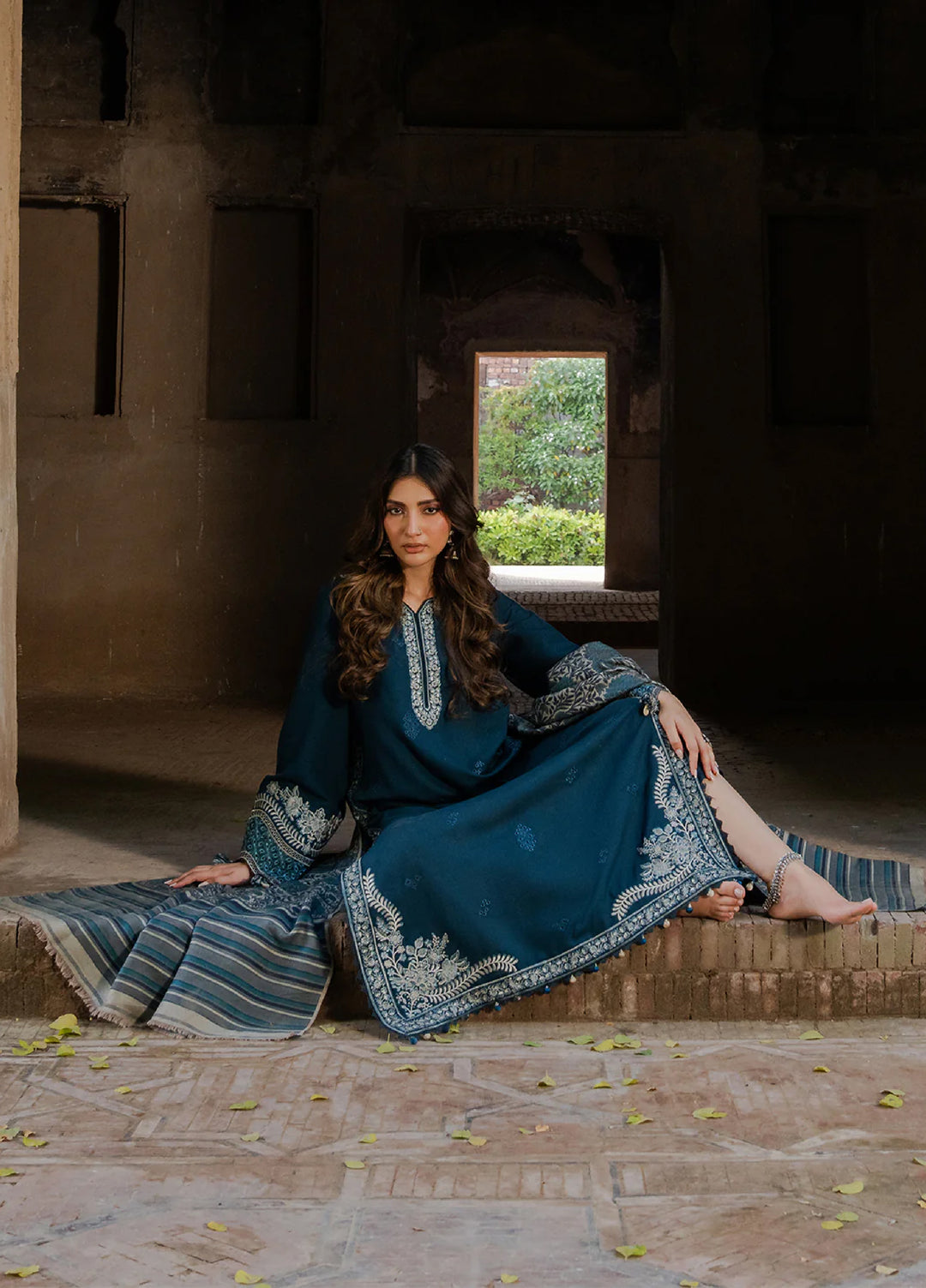 Lawn-3PC Embroidered Shirt with Digital Printed Jacquard Dupatta-5055