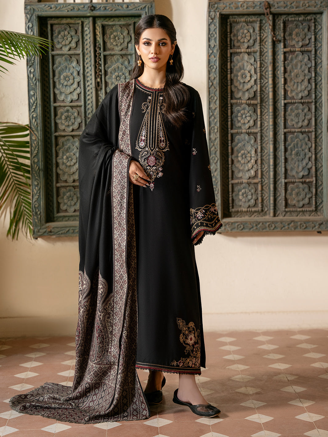 Lawn-3PC Embroidered Shirt with Digital Printed Jauqard Dupatta- 5011