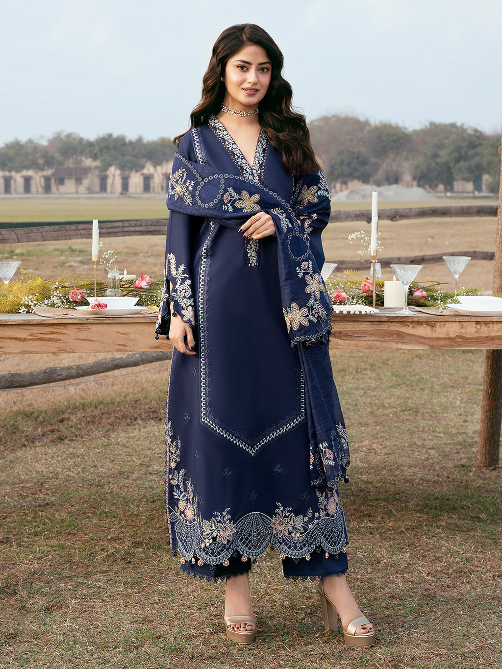 Lawn-3PC Embroidered Suit With Organza Embroidered Dupatta-5270