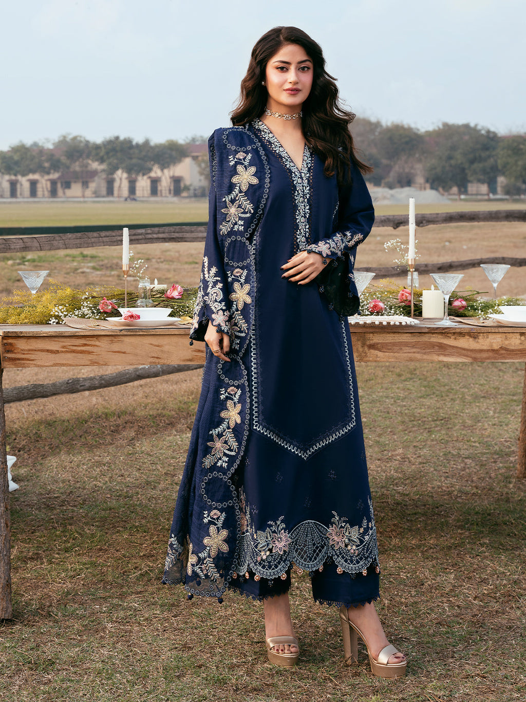Lawn-3PC Embroidered Suit With Organza Embroidered Dupatta-5270