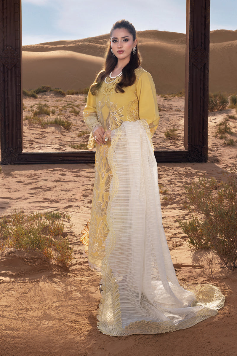 Lawn-3PC Chikankari Embroidered Shirt With Khadi Net Embroidered Dupatta-5318