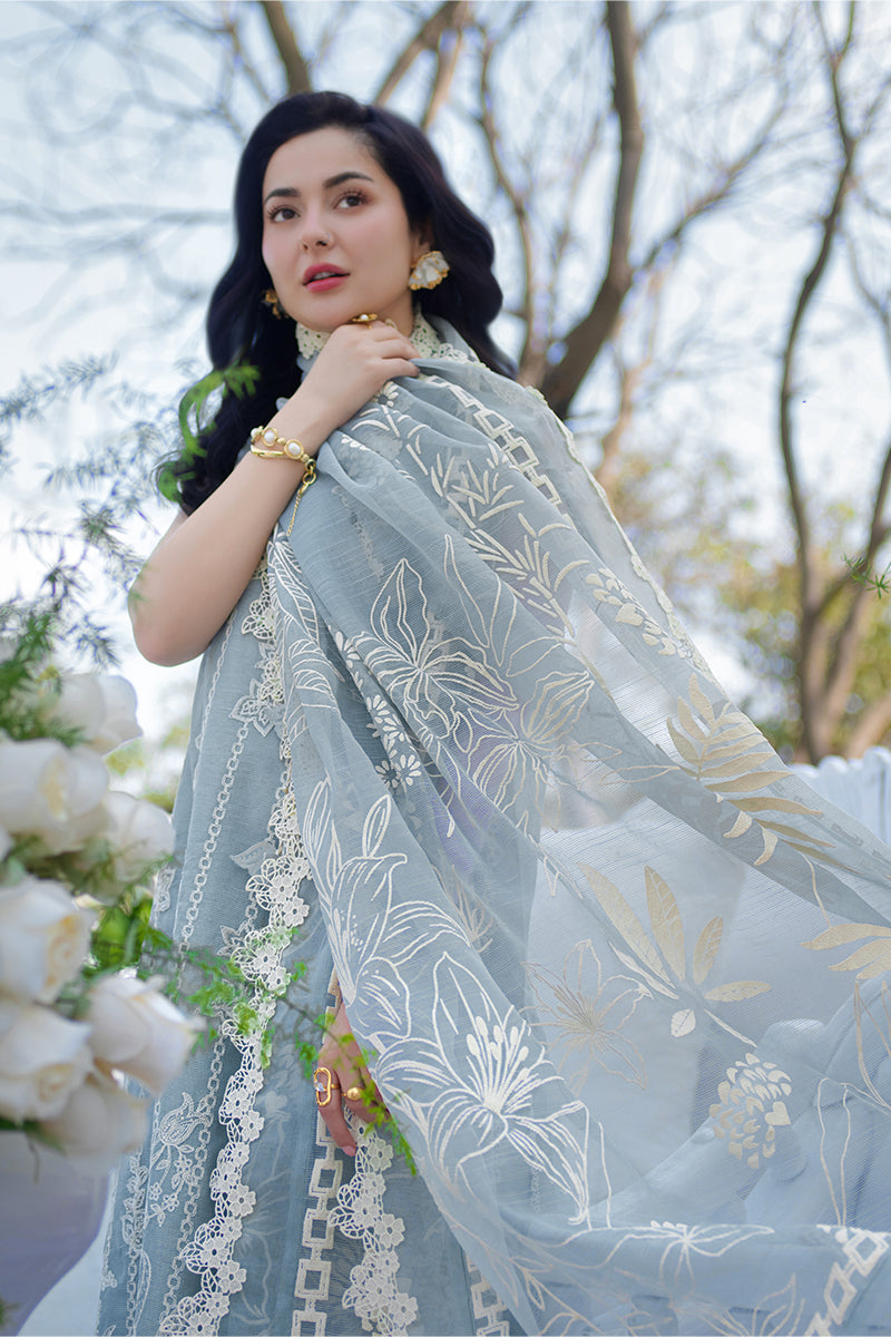 Lawn-3PC Embroidered Shirt With Digital Printed Jacquard Dupatta-5309