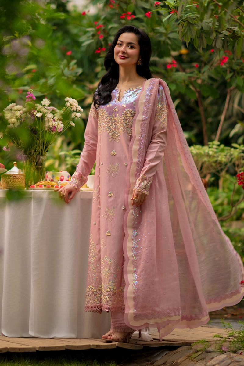 Lawn-3PC Sequence Embroidered Shirt With Khadi Net Embroidered Dupatta-5345