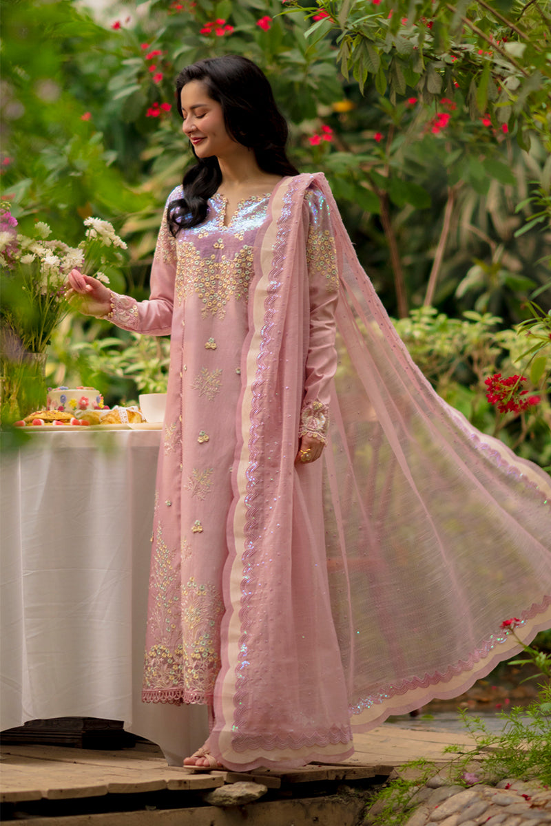 Lawn-3PC Sequence Embroidered Shirt With Khadi Net Embroidered Dupatta-5345