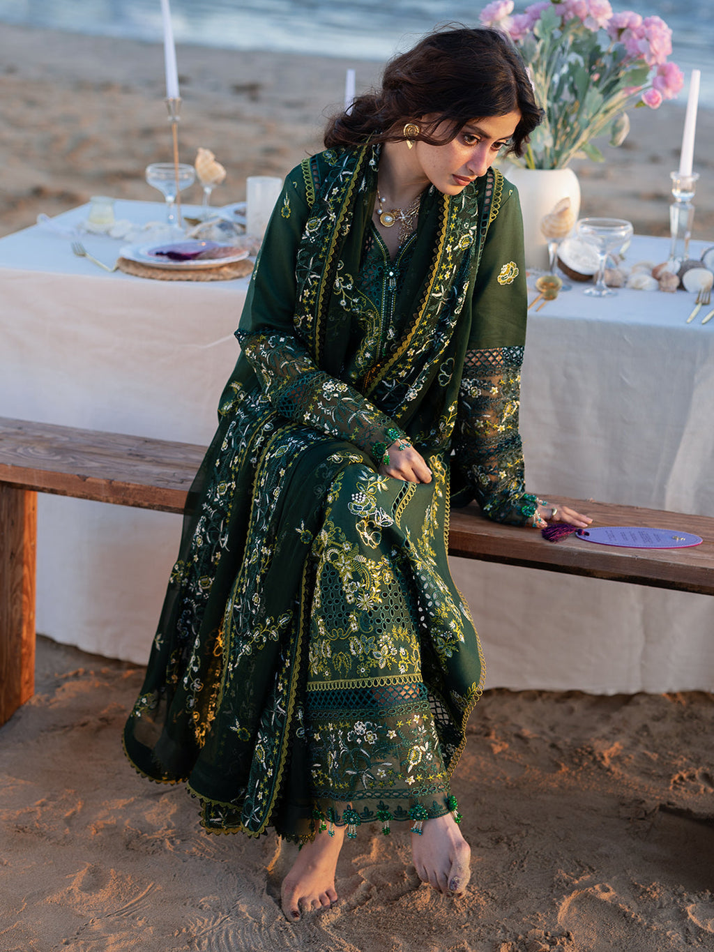 Lawn-3PC Chikankari Embroidered Shirt With Khadi Net Embroidered Dupatta-5377