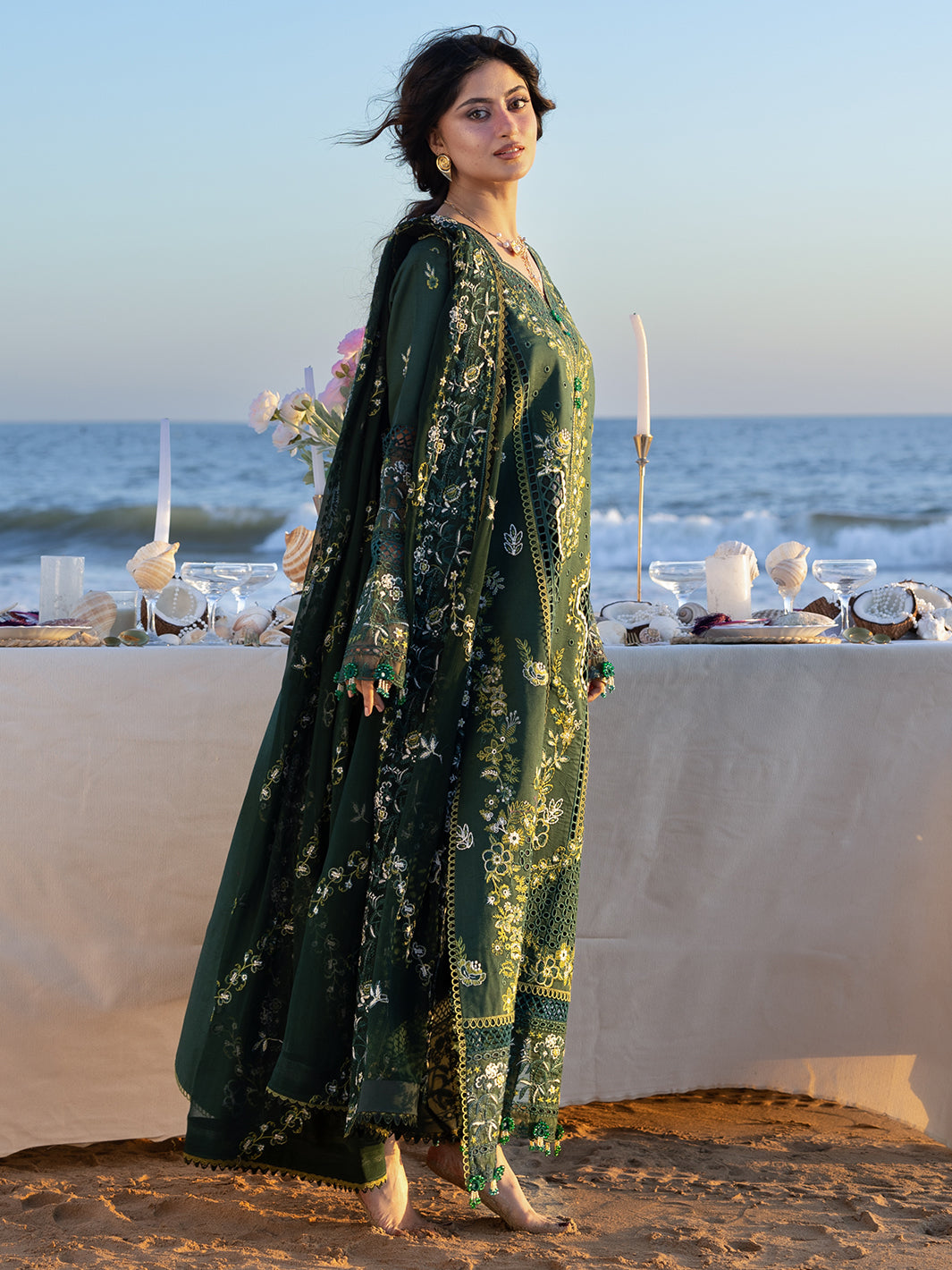 Lawn-3PC Chikankari Embroidered Shirt With Khadi Net Embroidered Dupatta-5377