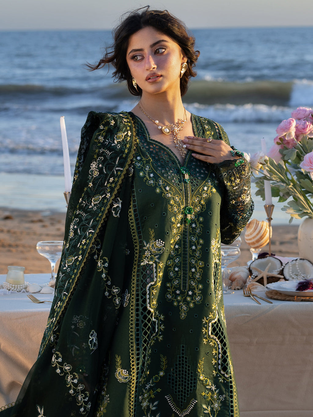 Lawn-3PC Chikankari Embroidered Shirt With Khadi Net Embroidered Dupatta-5377