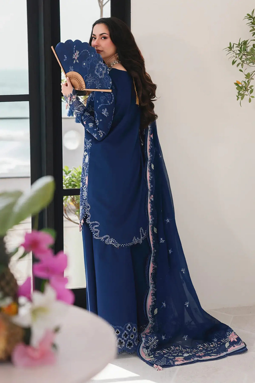 Lawn-3PC Embroidered Shirt with Organza Embroidered Dupatta - 5222