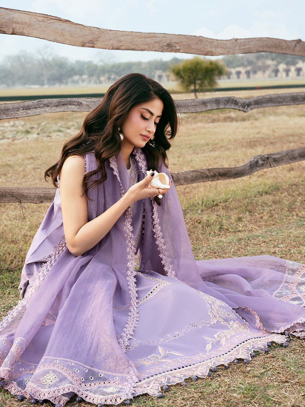 Lawn-3PC Chikankari Embroidered Shirt With Khadi Net Embroidered Dupatta-5285