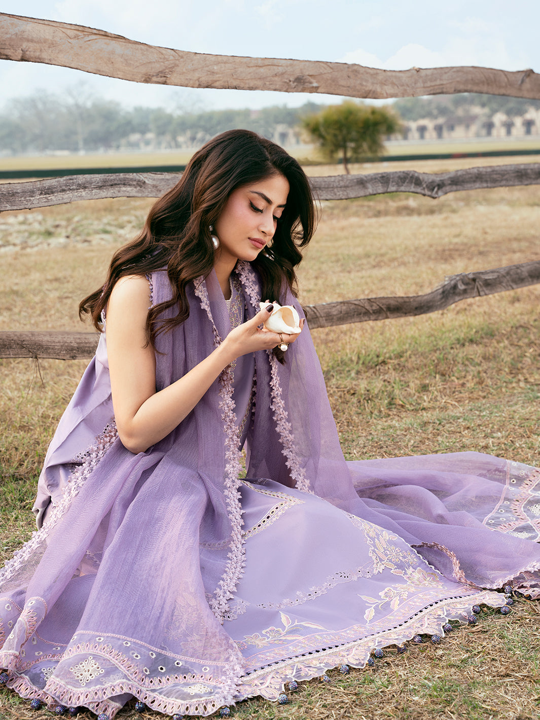 Lawn-3PC Chikankari Embroidered Shirt With Khadi Net Embroidered Dupatta-5285