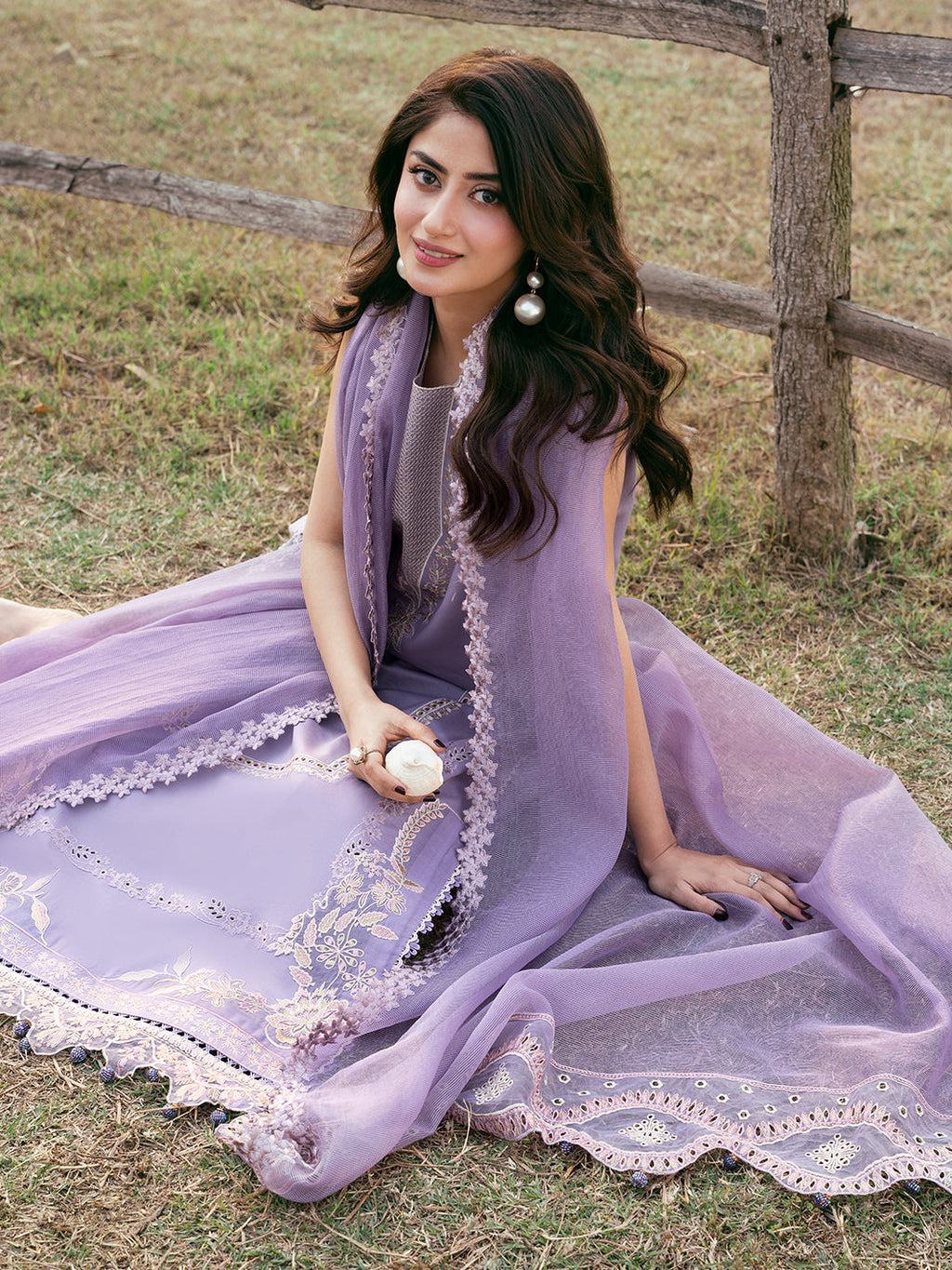 Lawn-3PC Chikankari Embroidered Shirt With Khadi Net Embroidered Dupatta-5285