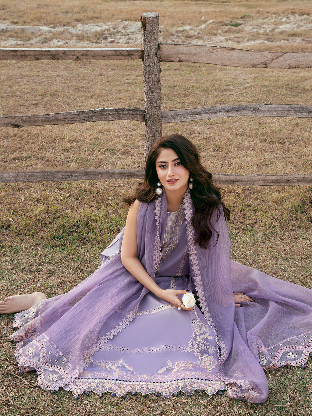 Lawn-3PC Chikankari Embroidered Shirt With Khadi Net Embroidered Dupatta-5285