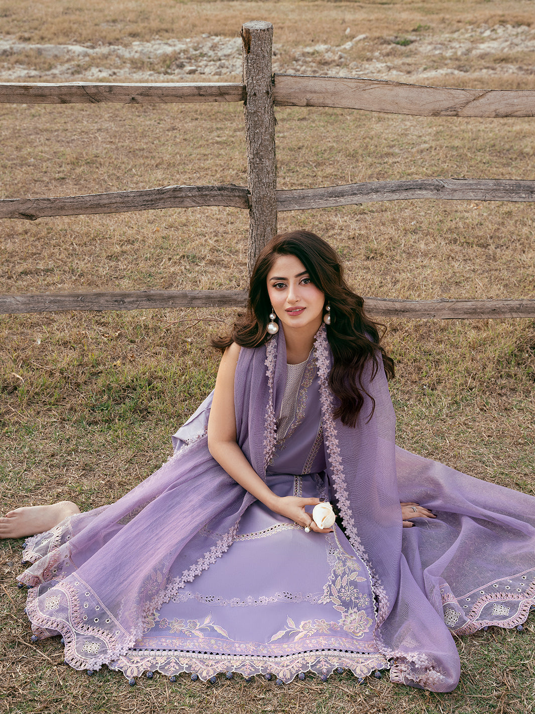 Lawn-3PC Chikankari Embroidered Shirt With Khadi Net Embroidered Dupatta-5285