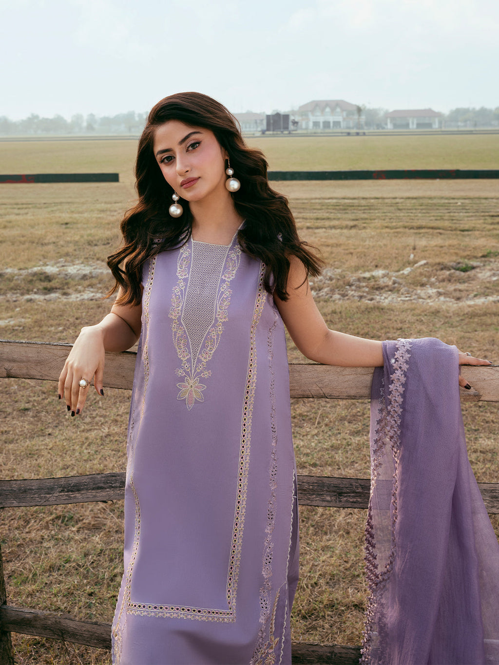 Lawn-3PC Chikankari Embroidered Shirt With Khadi Net Embroidered Dupatta-5285