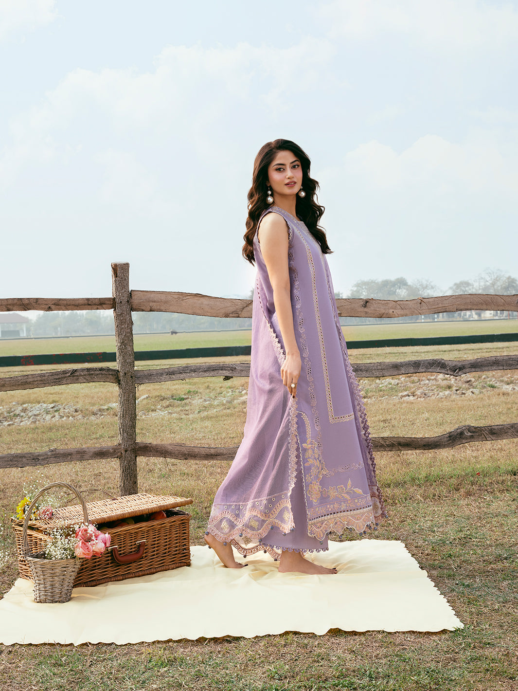 Lawn-3PC Chikankari Embroidered Shirt With Khadi Net Embroidered Dupatta-5285