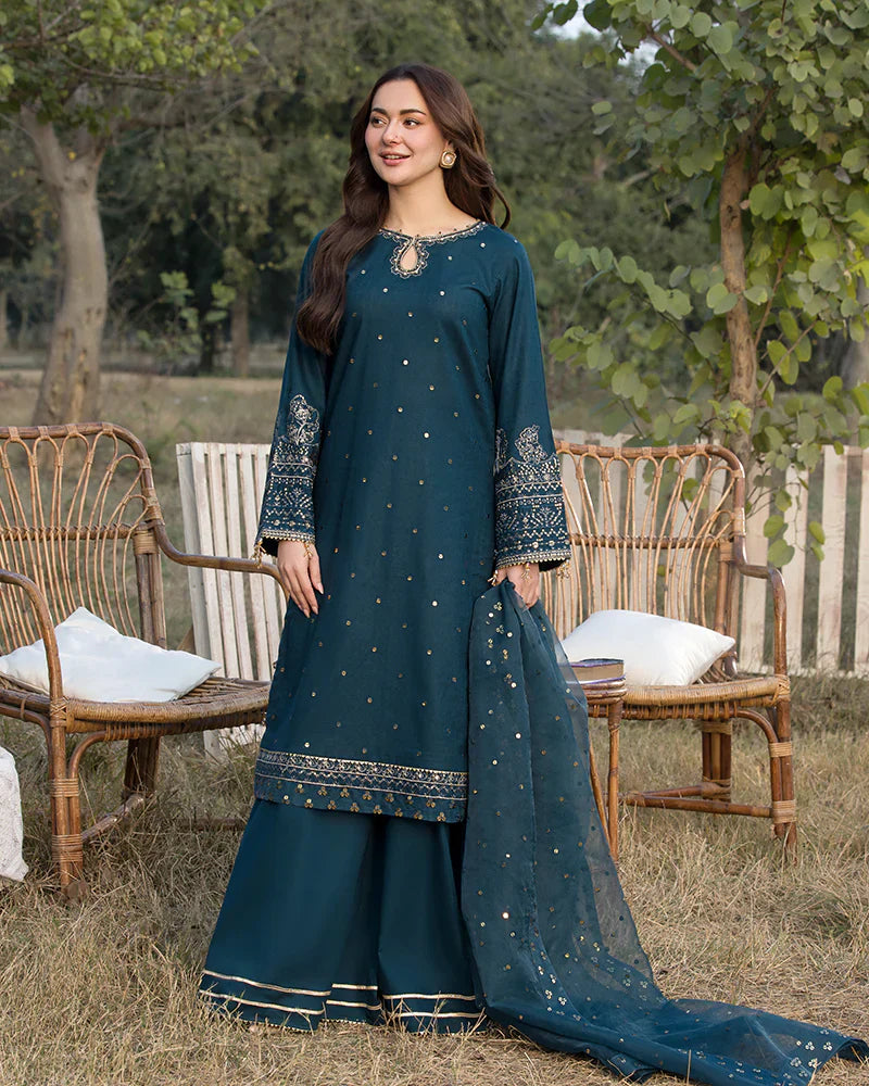 Lawn-3PC Embroidered Shirt with Organza Sequins Embroidered Dupatta- 5062