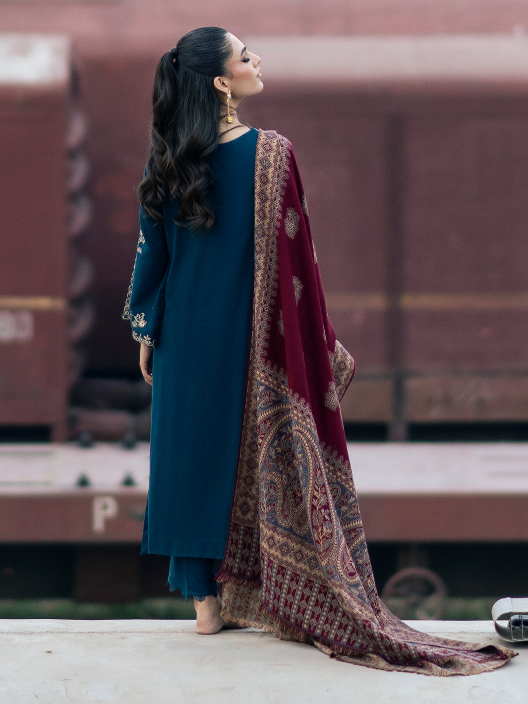 Lawn-3PC Embroidered With Digital Printed Jacquard Dupatta-5217