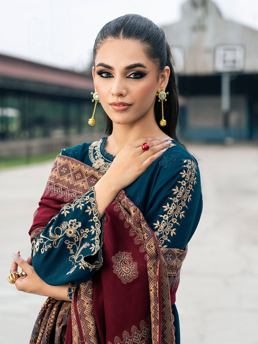 Lawn-3PC Embroidered With Digital Printed Jacquard Dupatta-5217