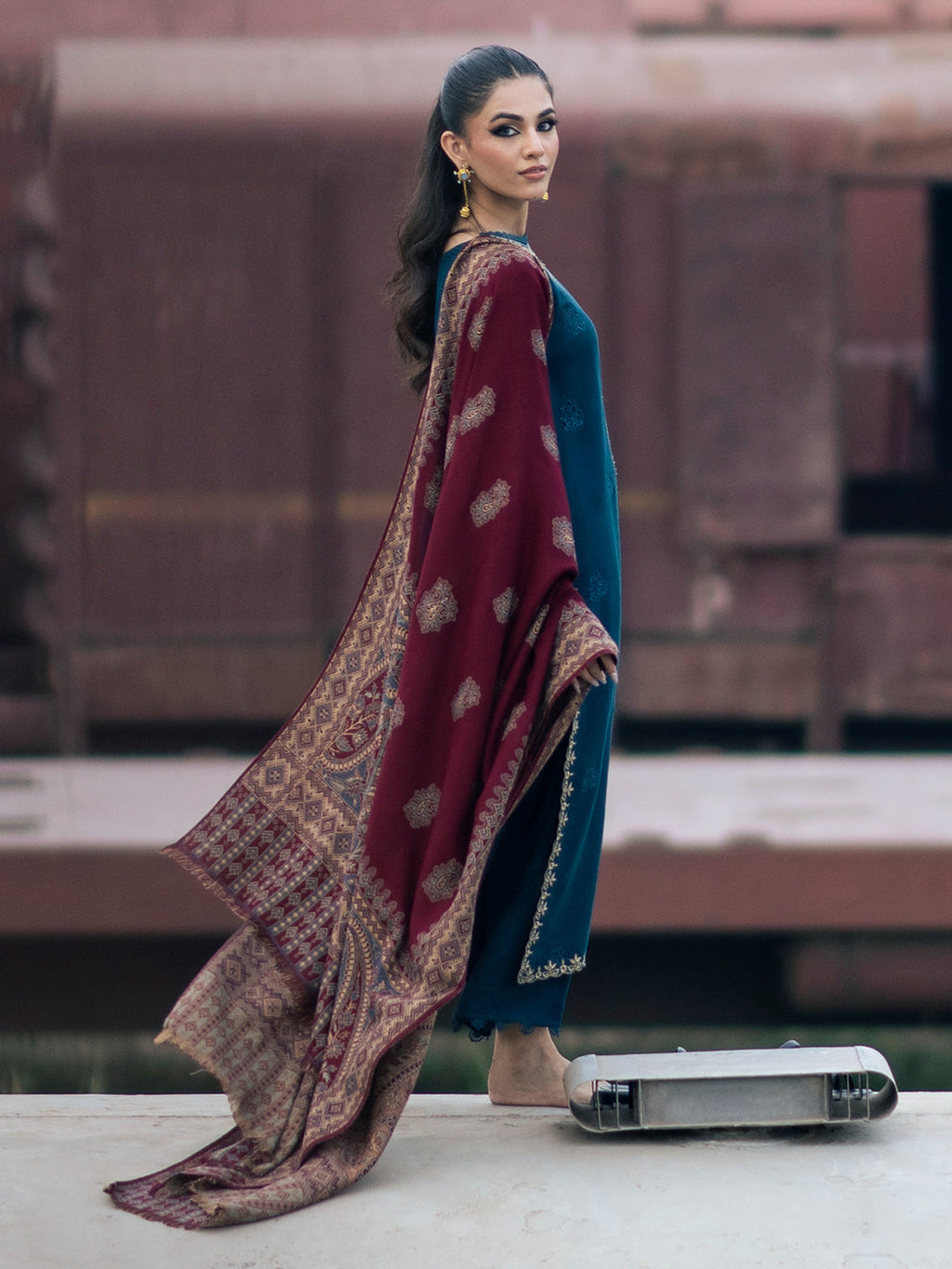 Lawn-3PC Embroidered With Digital Printed Jacquard Dupatta-5217