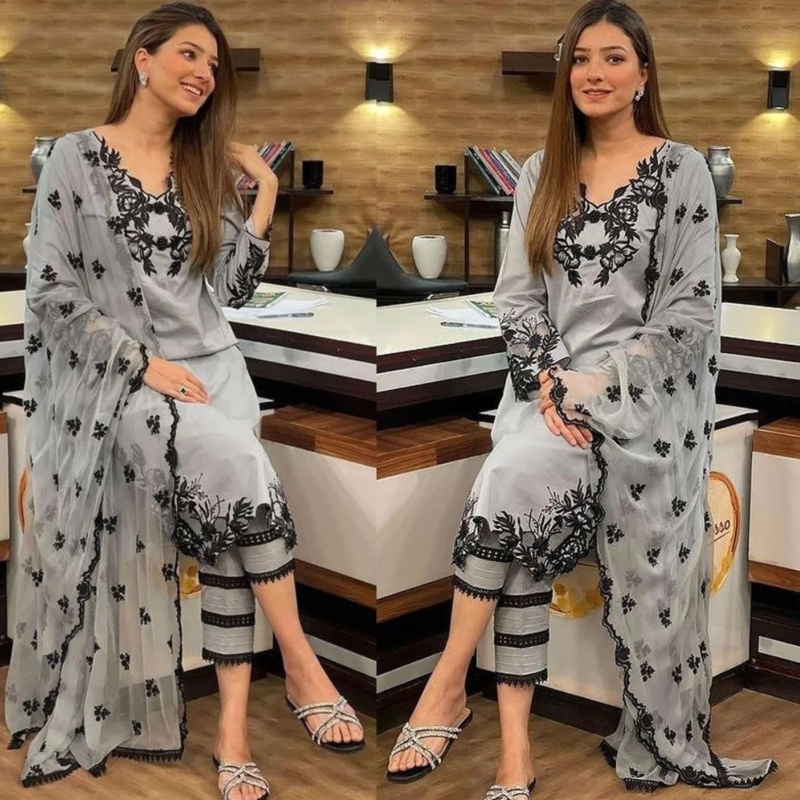Lawn-3PC Embroidered Shirt with Chiffon Embroidered Dupatta -5138
