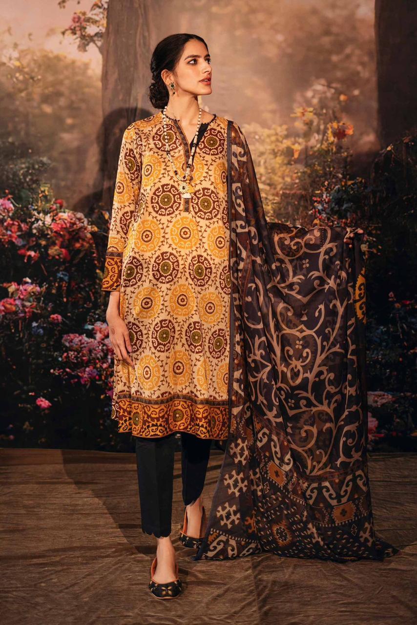 Lawn 3PC  Printed With Printed Voile Dupatta-754