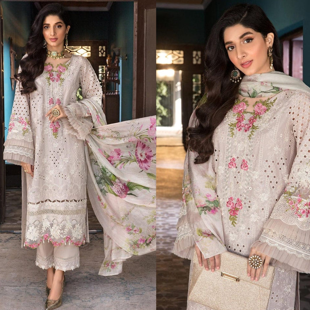 Lawn-3PC Chikankari Embroidered With Digital Printed Dupatta-5199