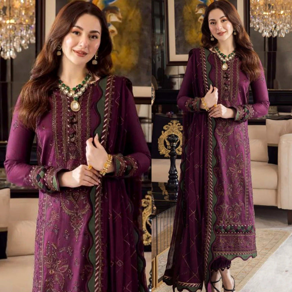 Lawn 3PC Embroidered With Chiffon Embroidered Dupatta- 5015