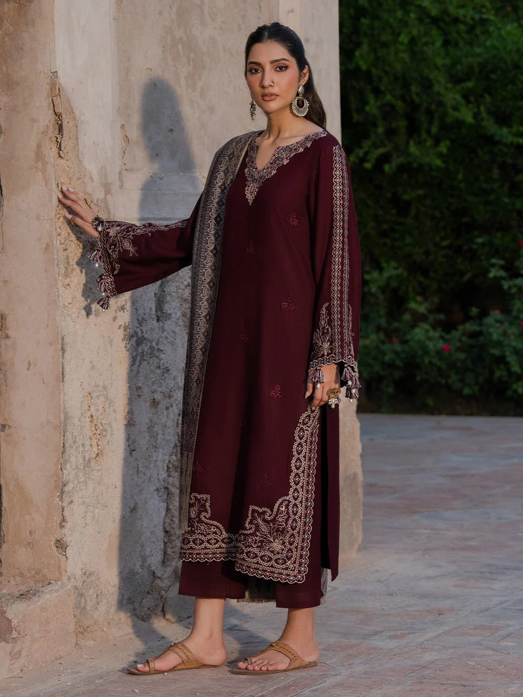 Lawn 3PC Embroidered Shirt with Digital Printed Jacquard Dupatta-5047