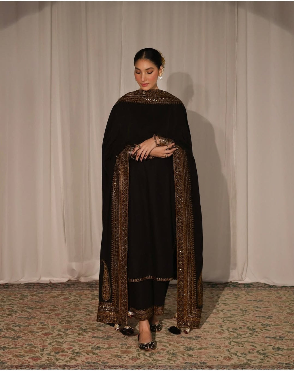 Lawn-3PC Embroidered Shirt with Organza Sequins Embroidered Dupatta- 5135