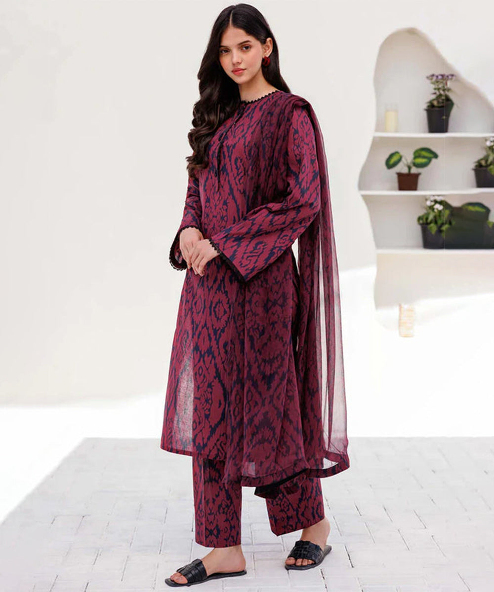 3PC LAWN PRINTED SHIRT WITH VOILE PRINTED DUAPTTA - 4015