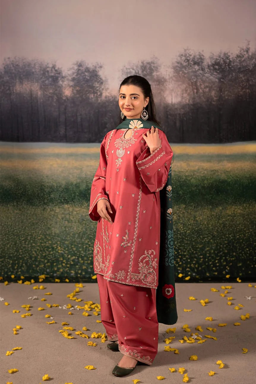 Lawn 3PC Embroidered with Digital Printed Jacquard Dupatta-5092