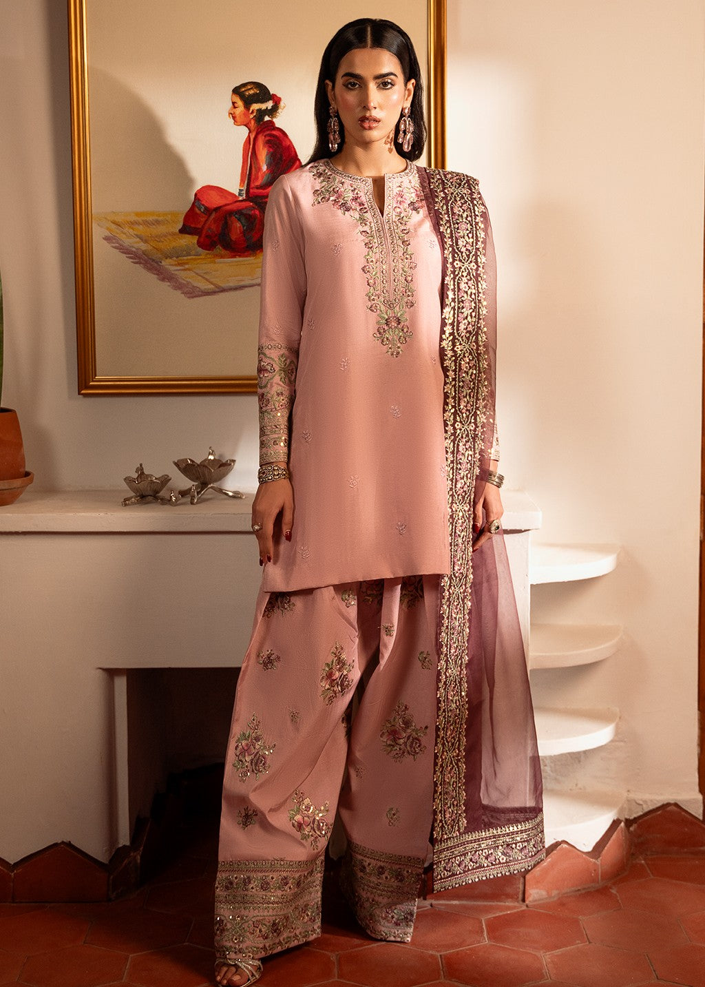 Lawn-3PC Embroidered Shirt With Khadi Net Sequins Embroidered Dupatta-5101