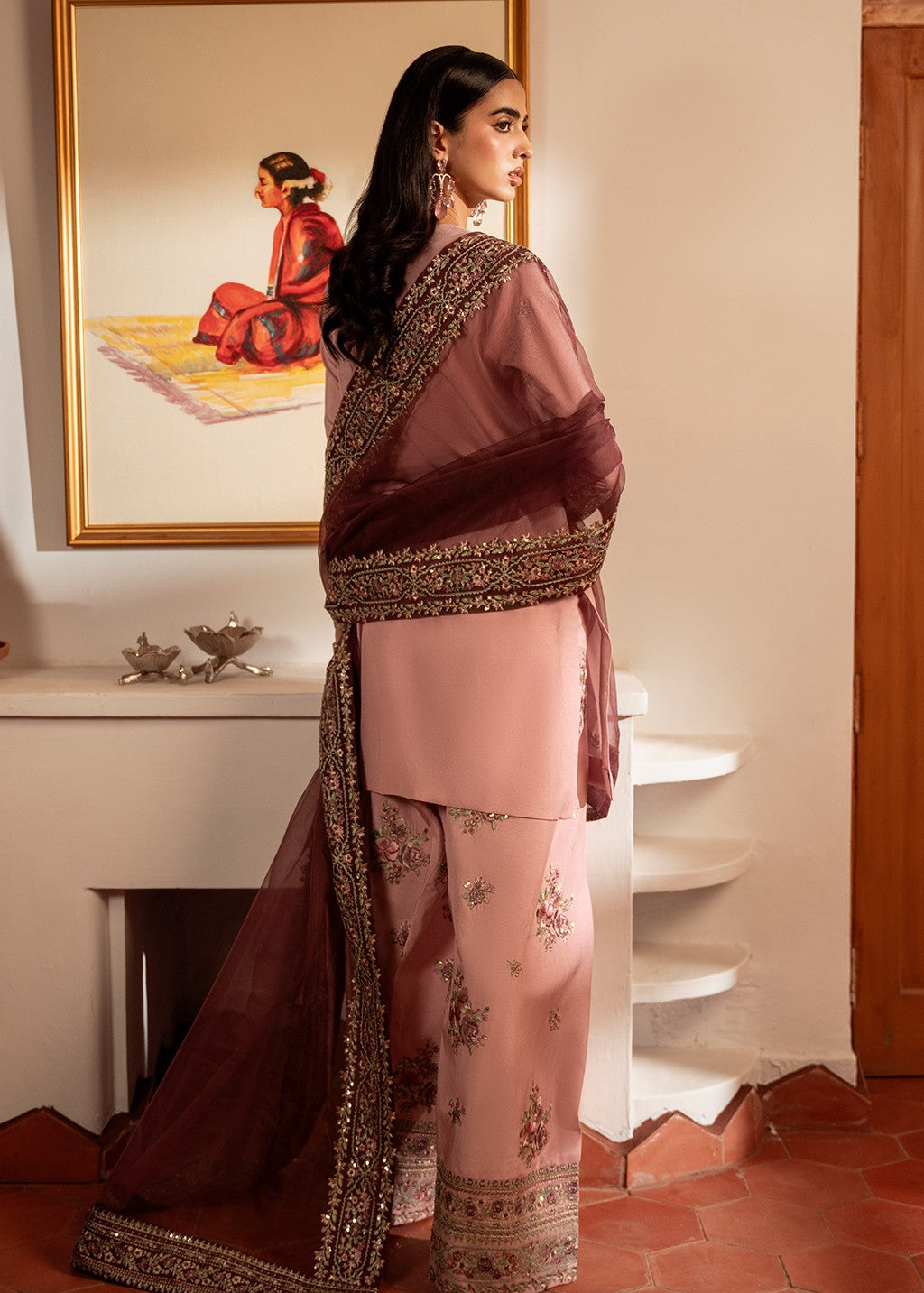 Lawn-3PC Embroidered Shirt With Khadi Net Sequins Embroidered Dupatta-5101